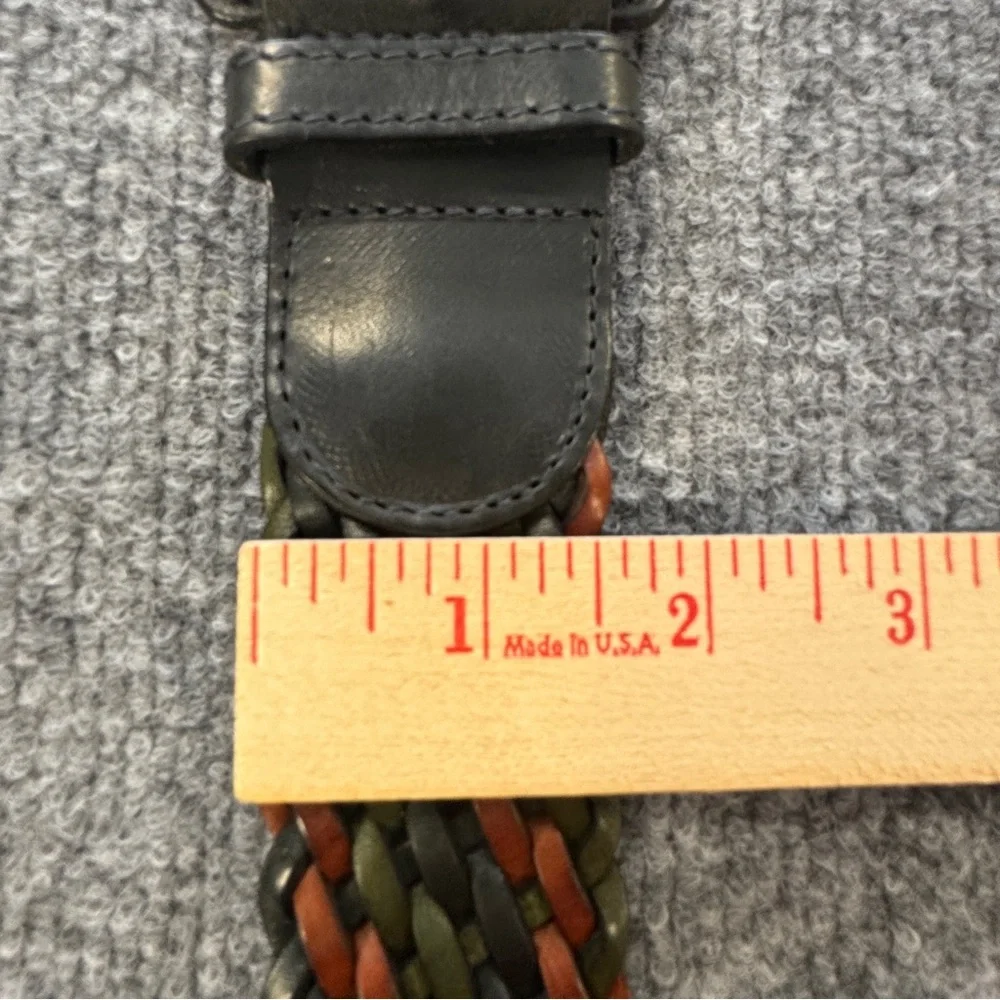 Abercrombie & Fitch Woven Leather Belt Braided Brown Green Y2K Boho M